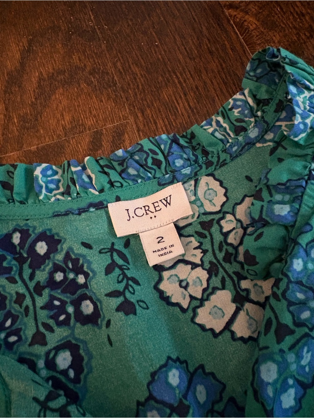 J. Crew Green Floral-Print Short Sleeve Midi Dress - Size 2 - Picture 5 of 5